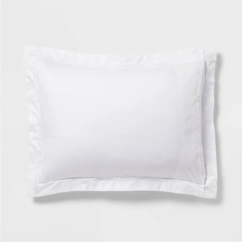 THRESHOLD NWT luxe embroidered border duvet cover & sham set -white -king